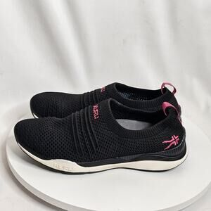 Kuru Stride Knit Slip On Shoes Sneakers Lightweight Black Pink Womens Size 7